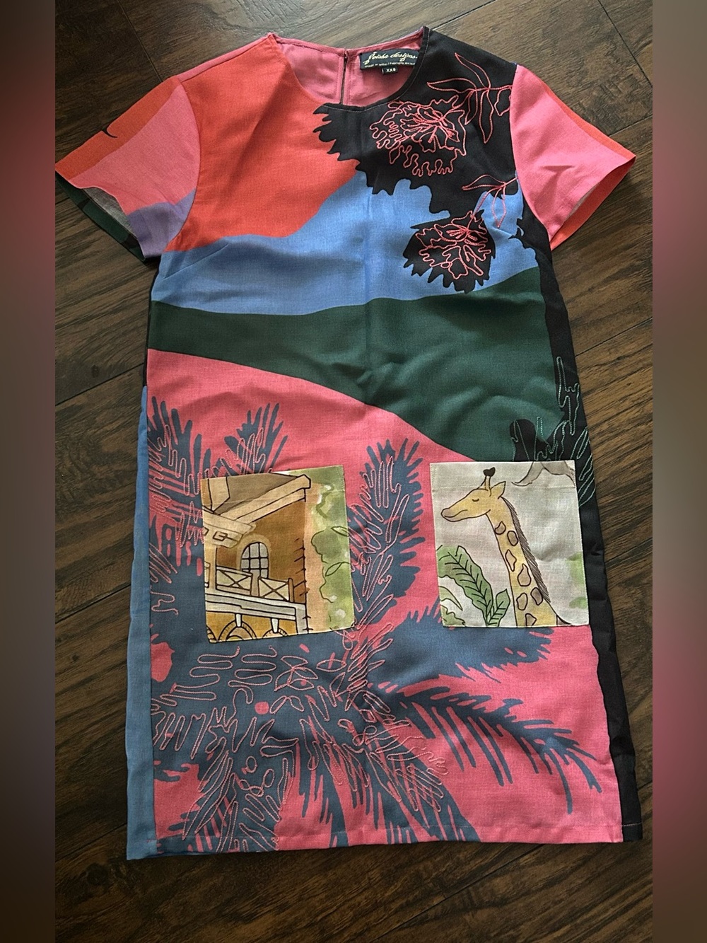 Anthropologie Colorful Graphic Shift Dress with Jungle Pockets XXS